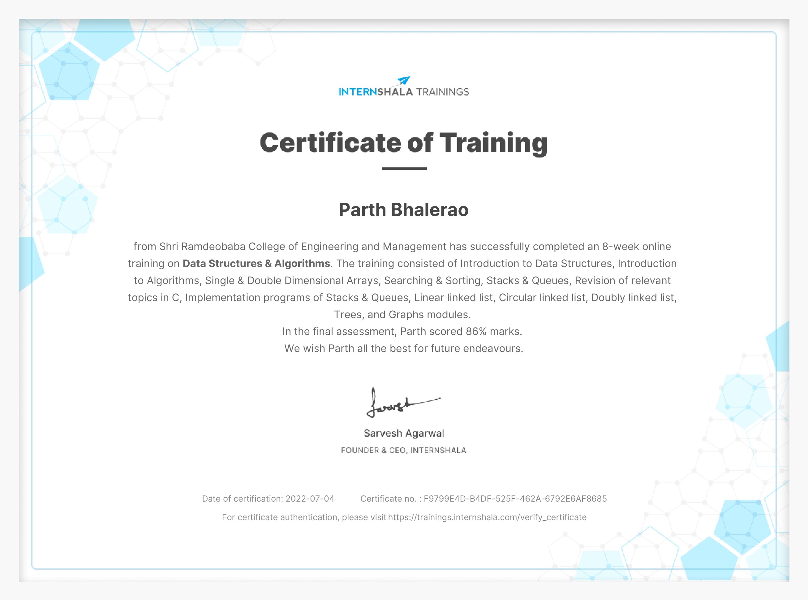 Certification