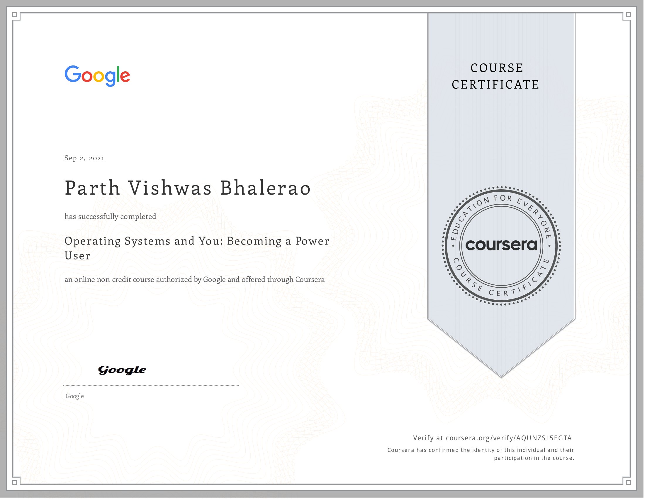 Certification