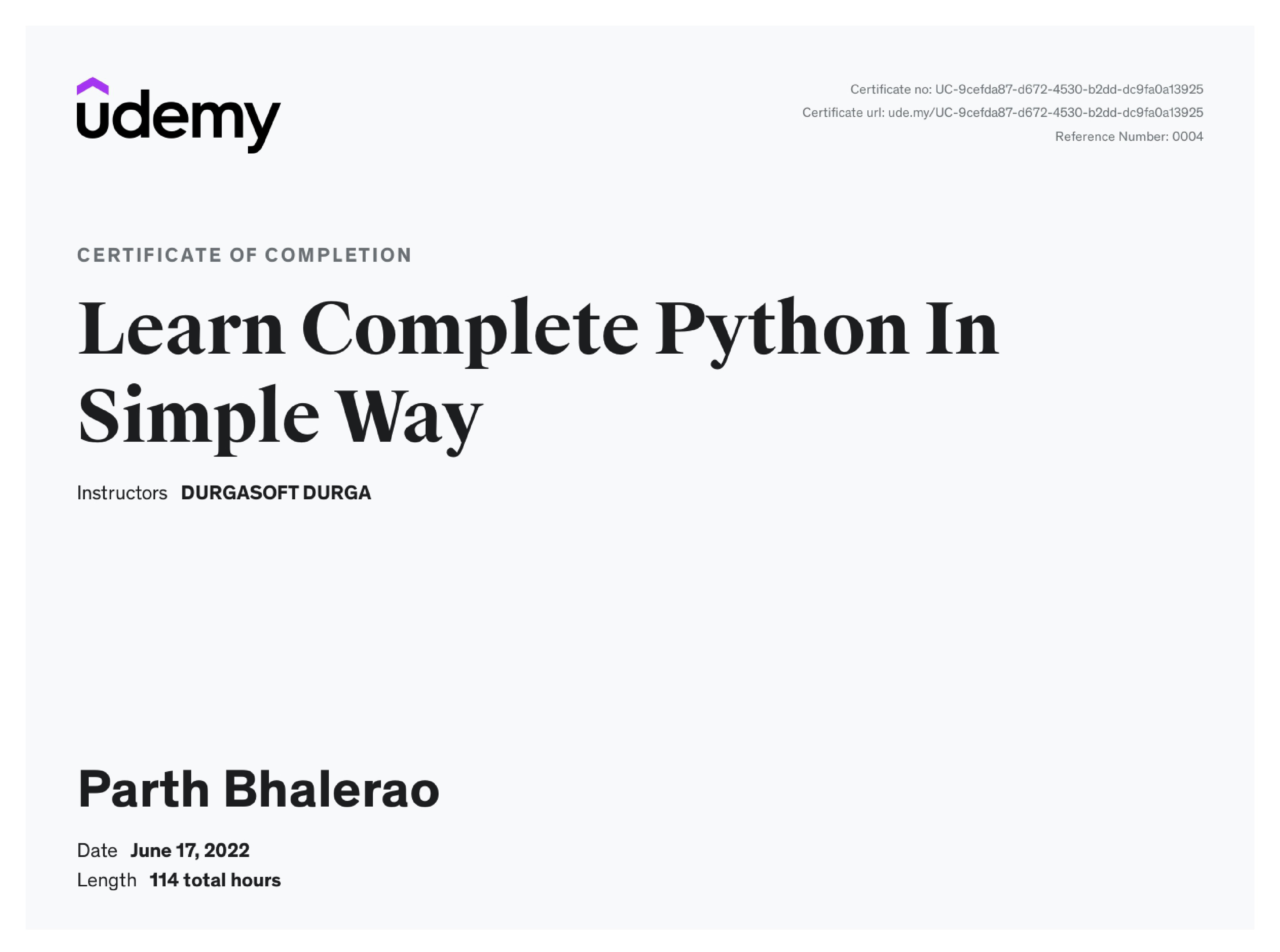 Certification
