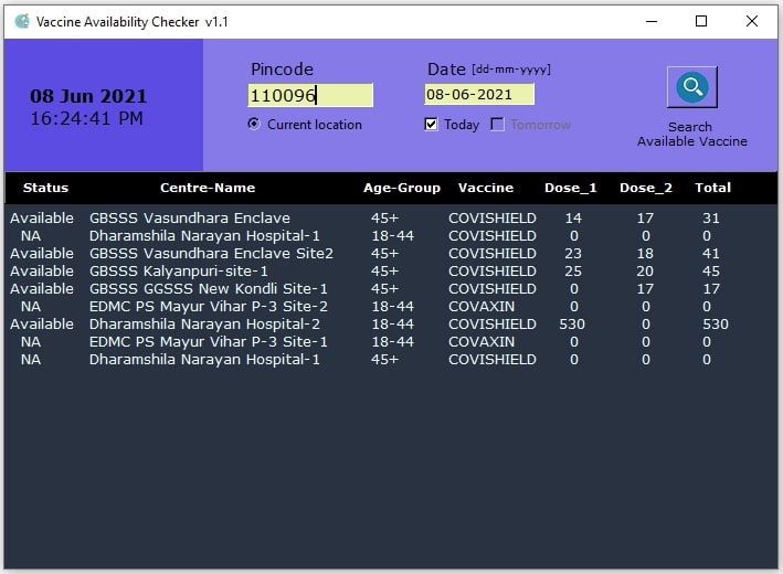 COVID-19 Vaccine Availability Checker preview